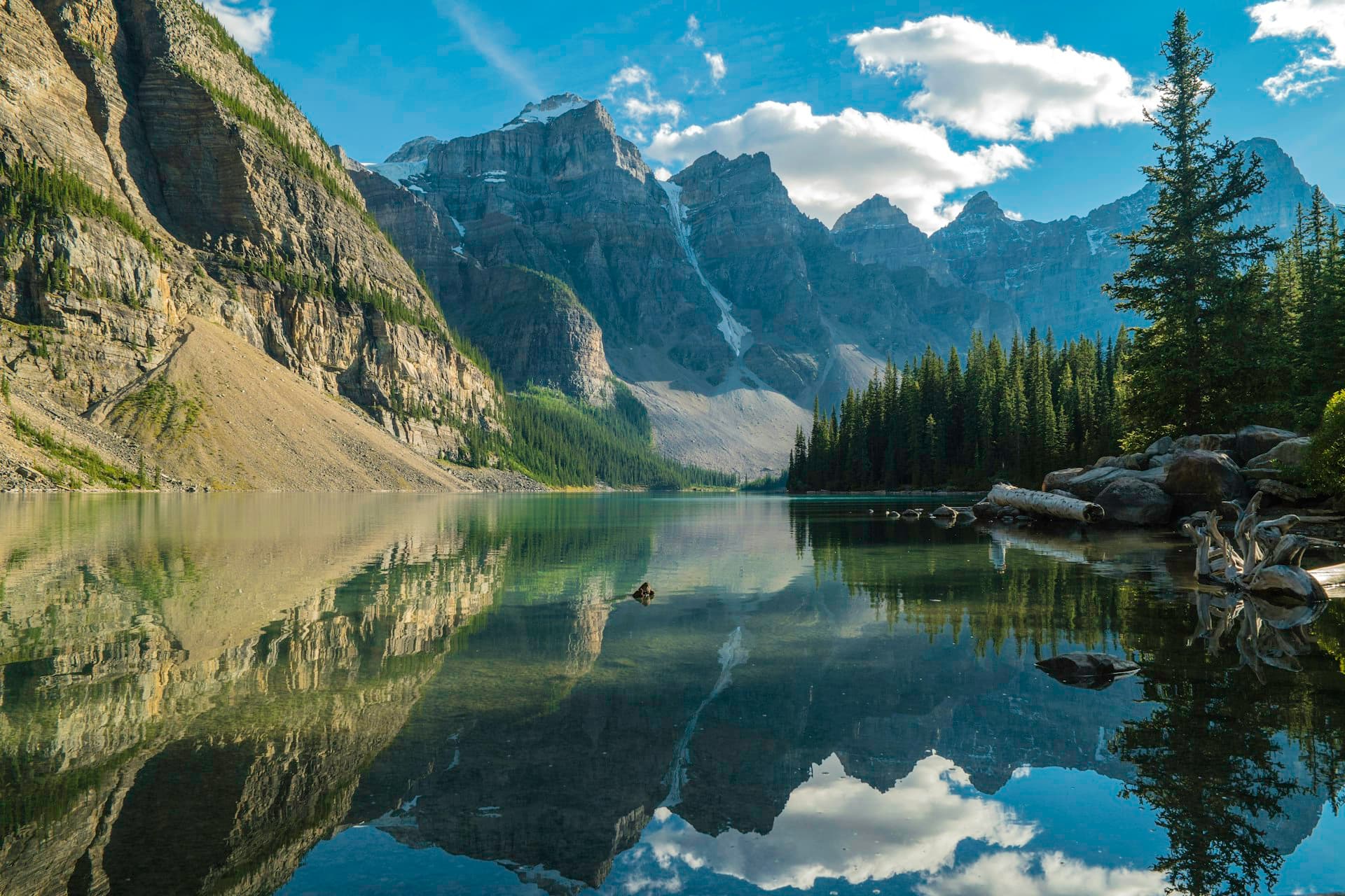 Calm mountain lake, a scenic travel destination